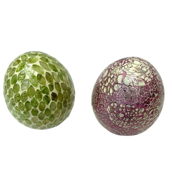 Handcrafted Mosaic Ceramic Egg Decor from Vietnam Green or Purple Decorative Art - Picture 4 of 7